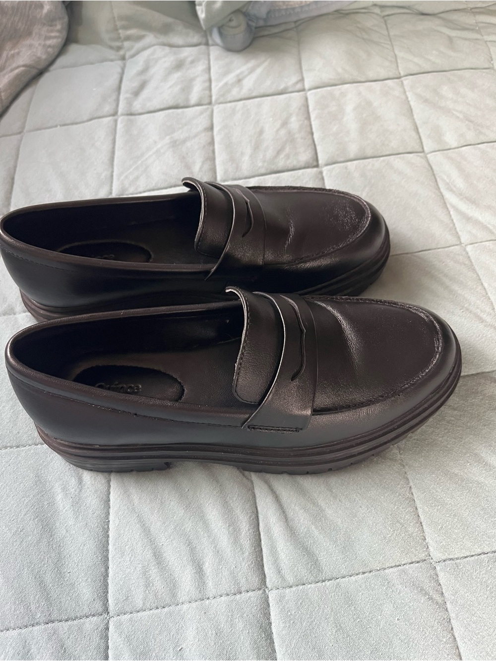 Quince Italian Leather Black Chunky Platform Penny Loafers